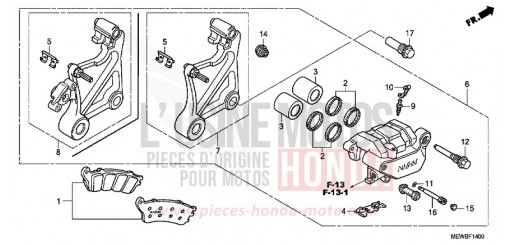 REAR BRAKE CALIPER NT700VAB de 2011